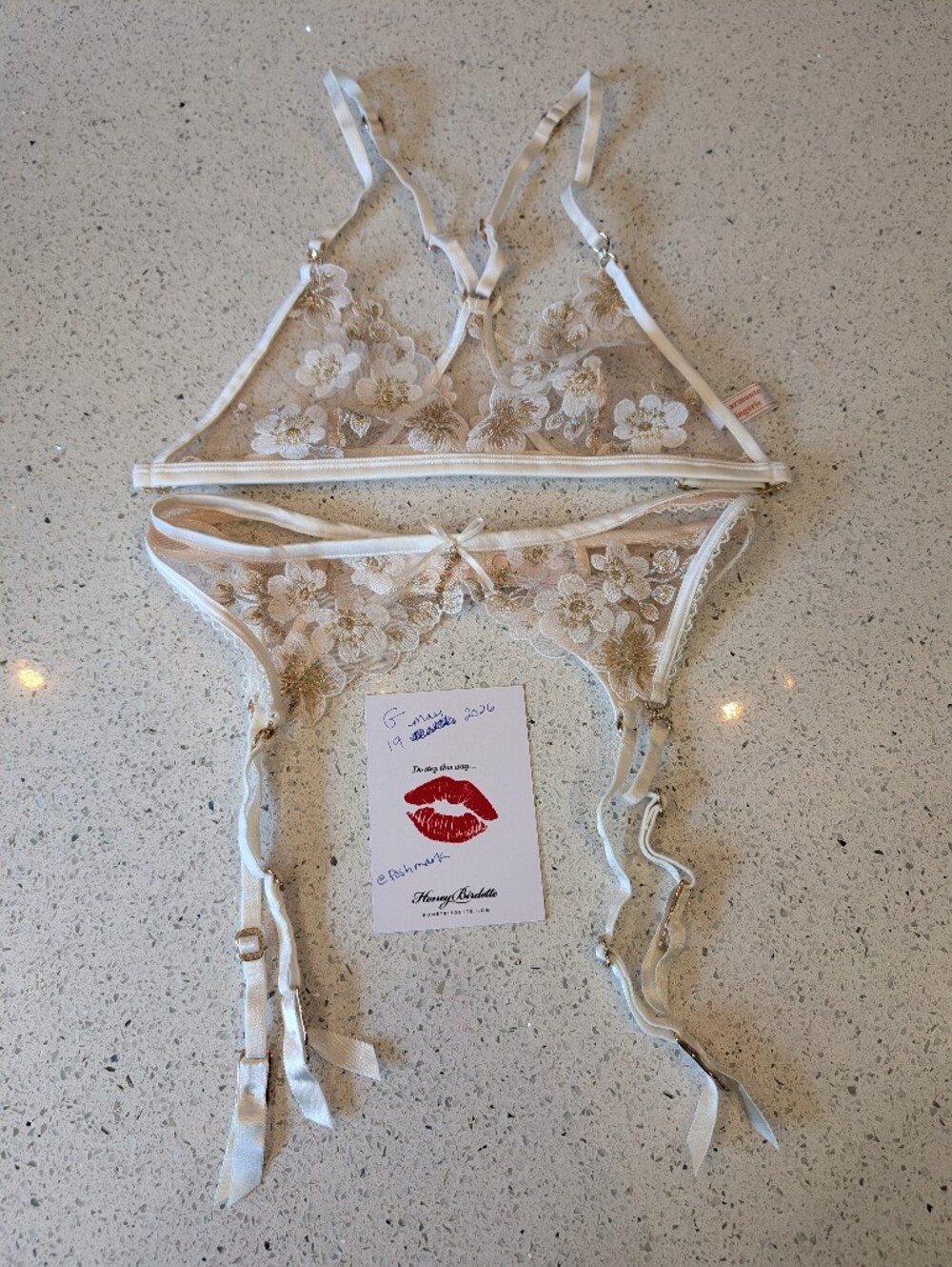 Rare Honey Birdette sample Bralette and suspenders XS